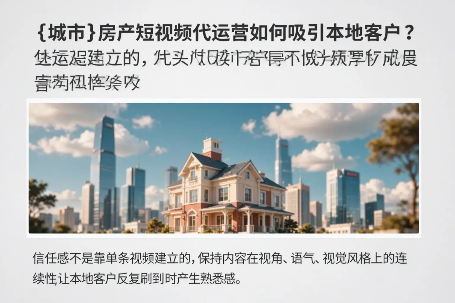 馆陶房产短视频代运营如何吸引本地客户？